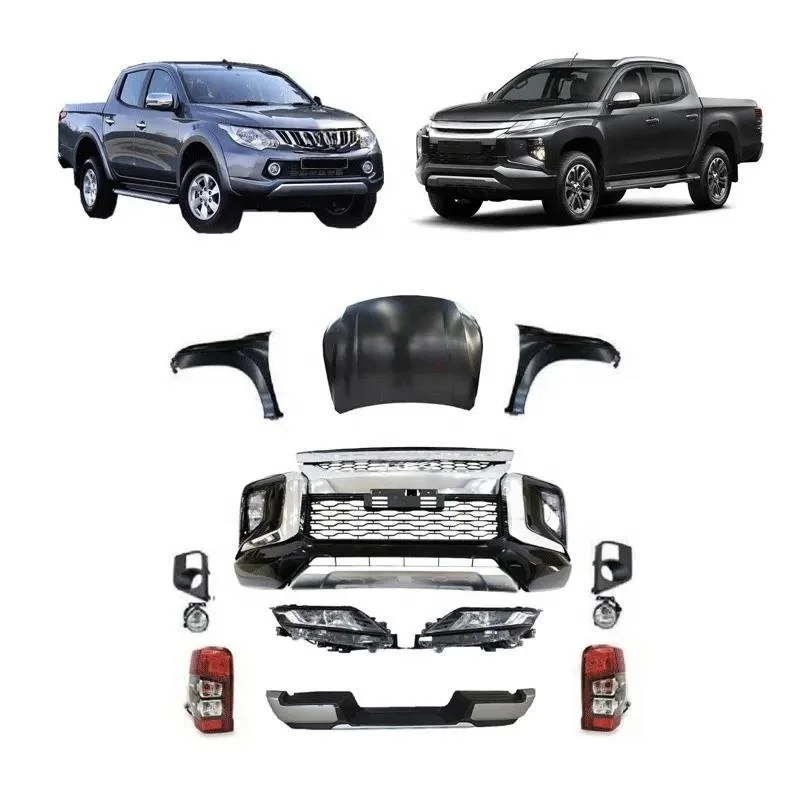 Car Front Rear Bumper Facelift Wide Conversion Bodykit Body Kit for Mitsubishi Triton L200 2015-2019 Change Upgrade To 2020 2021