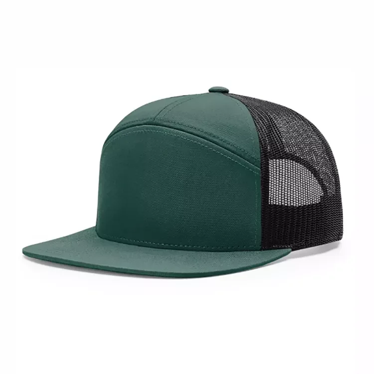 Custom Quality 7 Panel Flat Brim Rubber Patch Logo Sport Snapback Cap,Water Resistant Laser Cut Hole Perforated Hat
