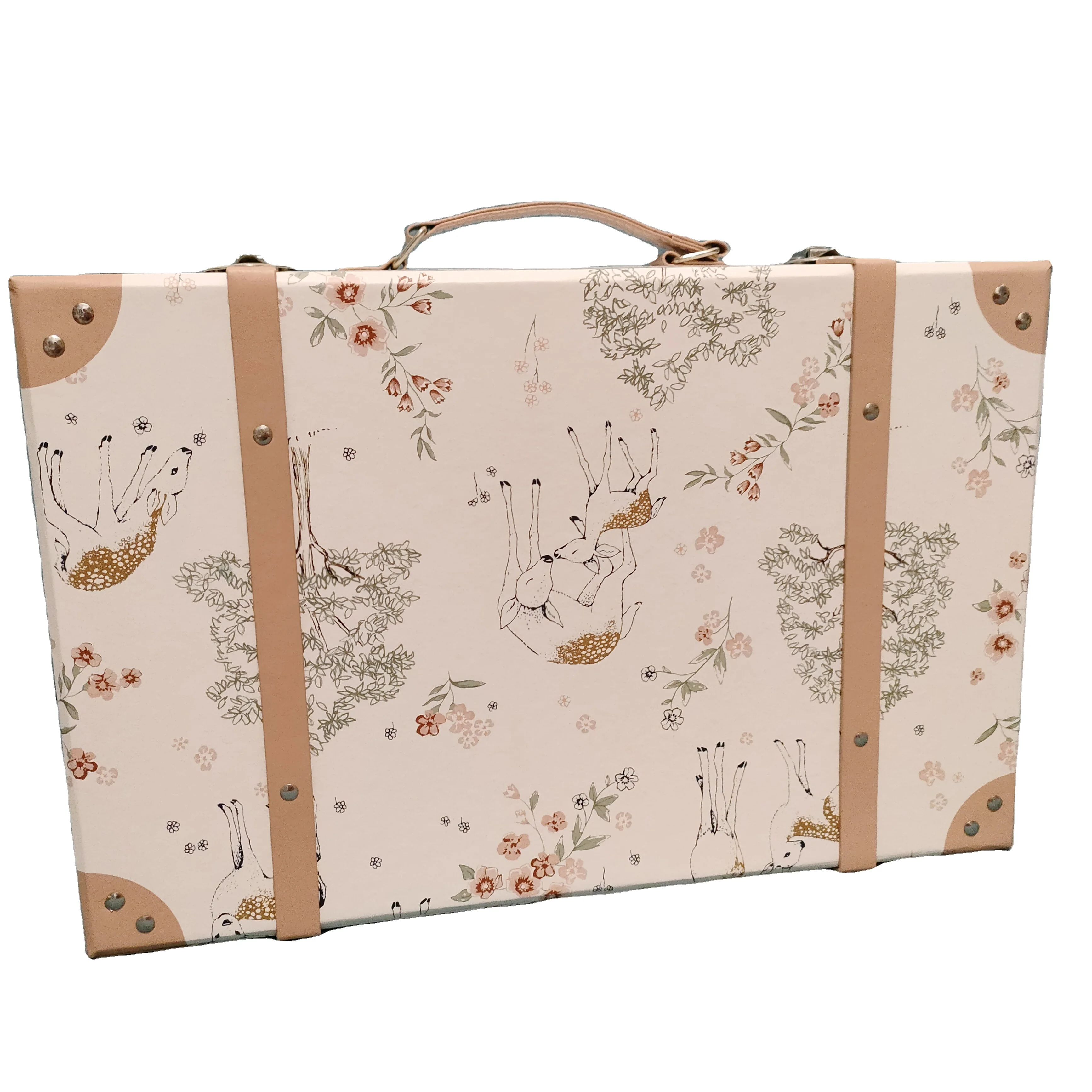 kids suitcase with hand-make printing stitches Handmade Cardboard Gift Boxes Decorative Vintage Suitcase box