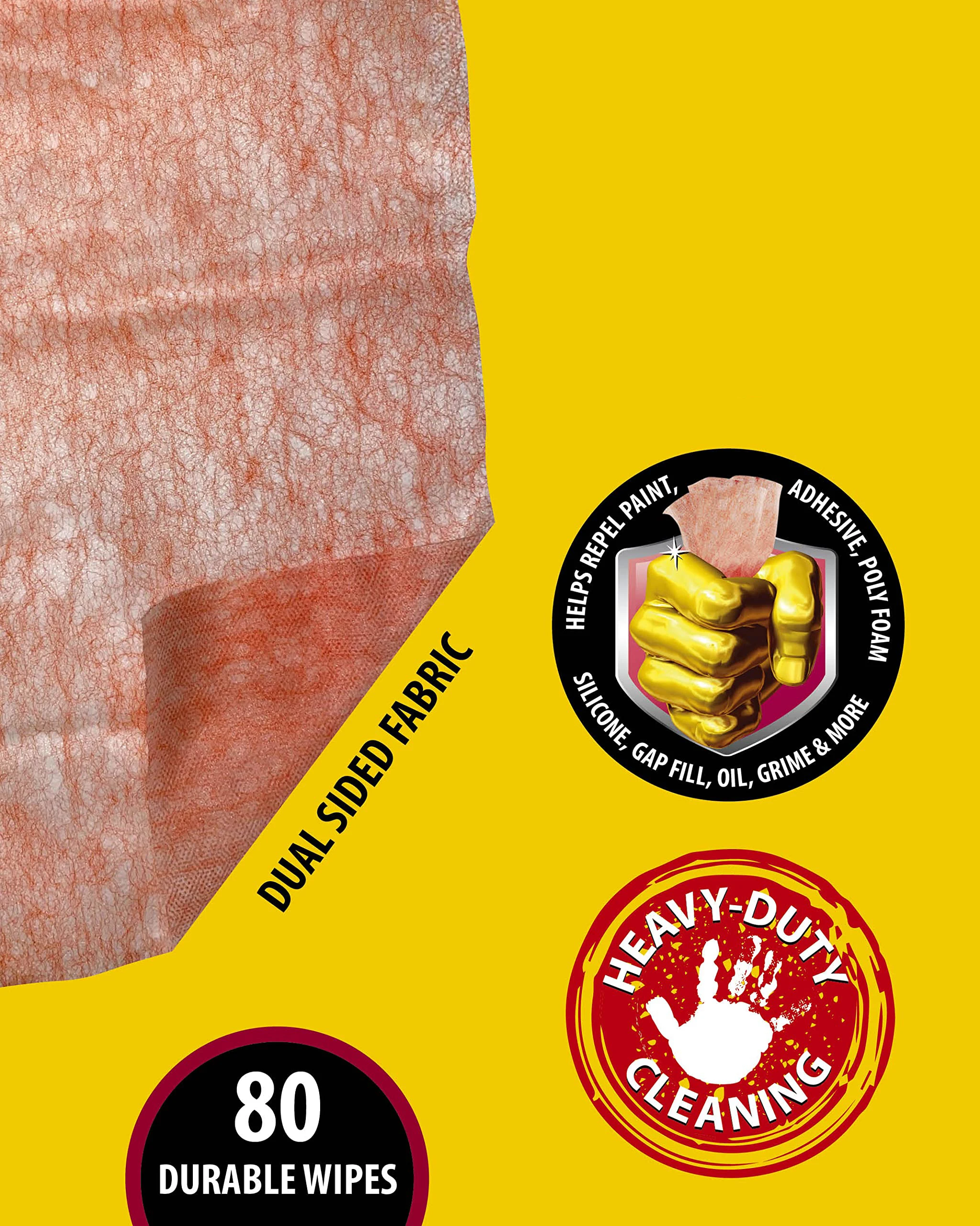 80 Count Textured Scrubbing Industrial Heavy Duty Cleaning Wipes For Removing Of Paint, Adhesive and Poly Foam