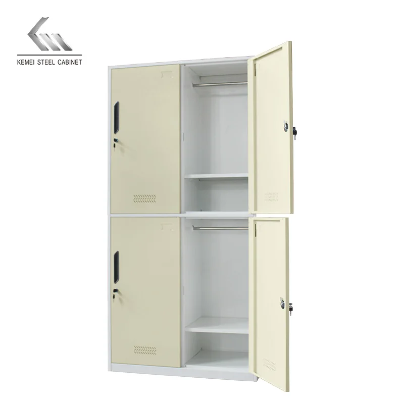 Four 4 Door School Gym Steel Assembled Design Clothes Metal Wardrobe Locker Staff Lockers Steel Wardrobe Locker Storage Cabinet