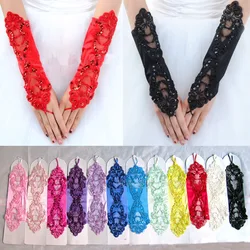 Wholesale Wedding Bridal Hook Finger Gloves Lace Double-end Flower Banquet Performance Gloves