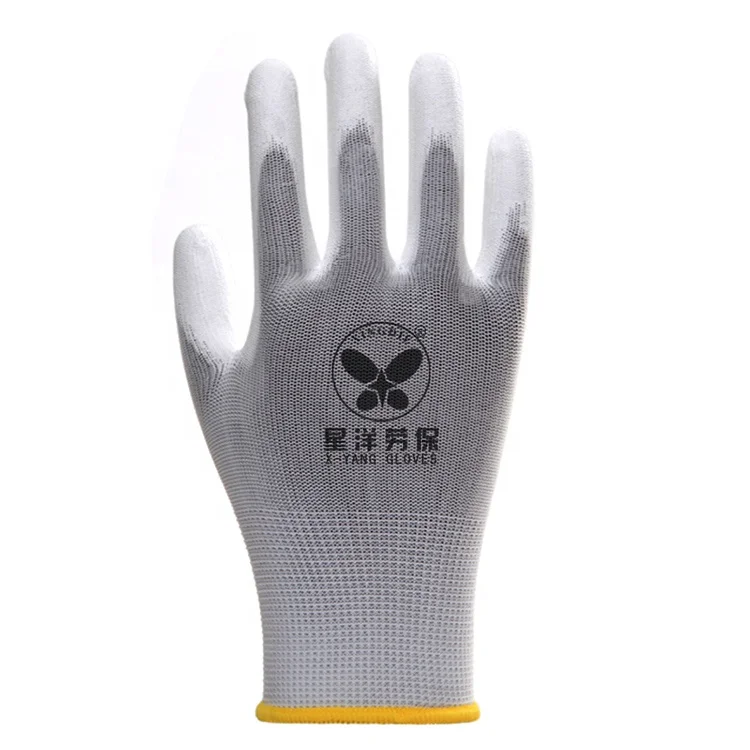 
Изготовленные на заказ рабочие перчатки с логотипом машинная вязанная оболочка PU безопасные рабочие перчатки защитные перчатки 