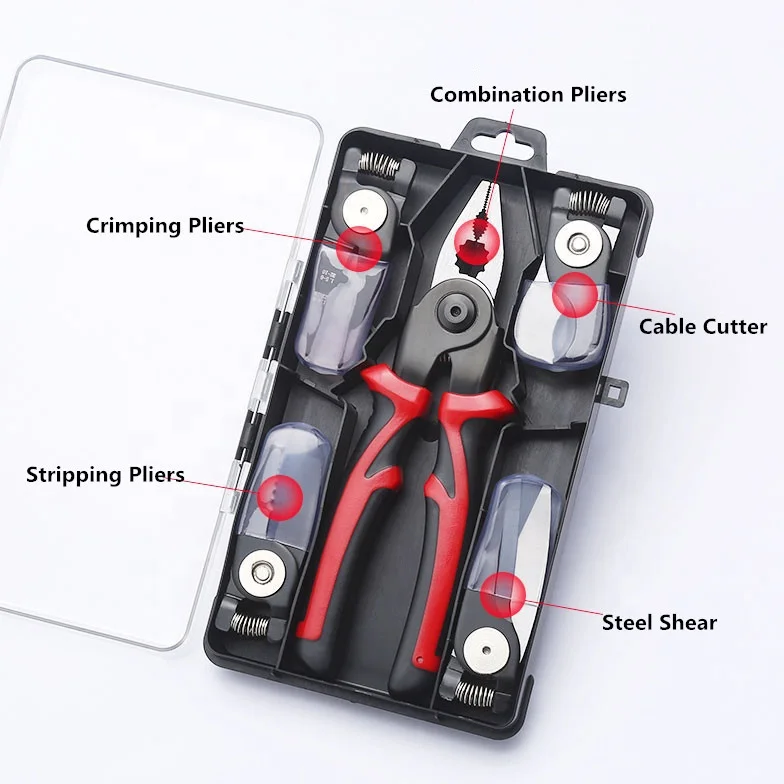 YTH multi-functional 5 in 1 adjustable cable cutter combination pliers crimping tool kit