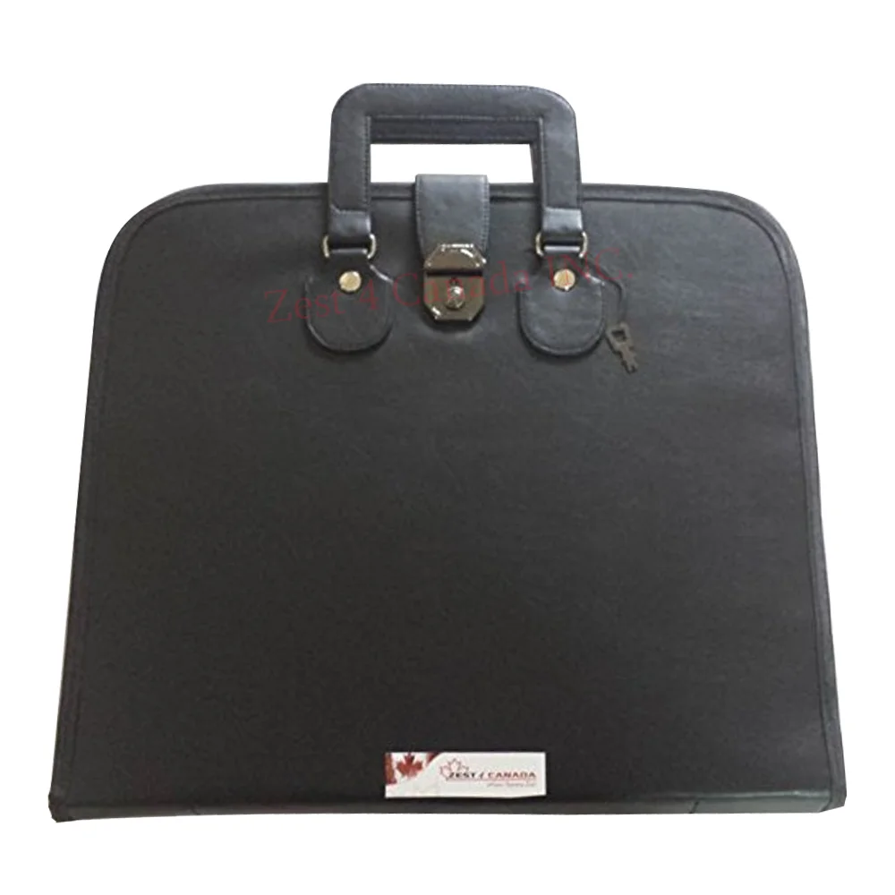 
Masonic Regalia Smart File Case For MMWM Apron with Soft Handle in Black Leather 