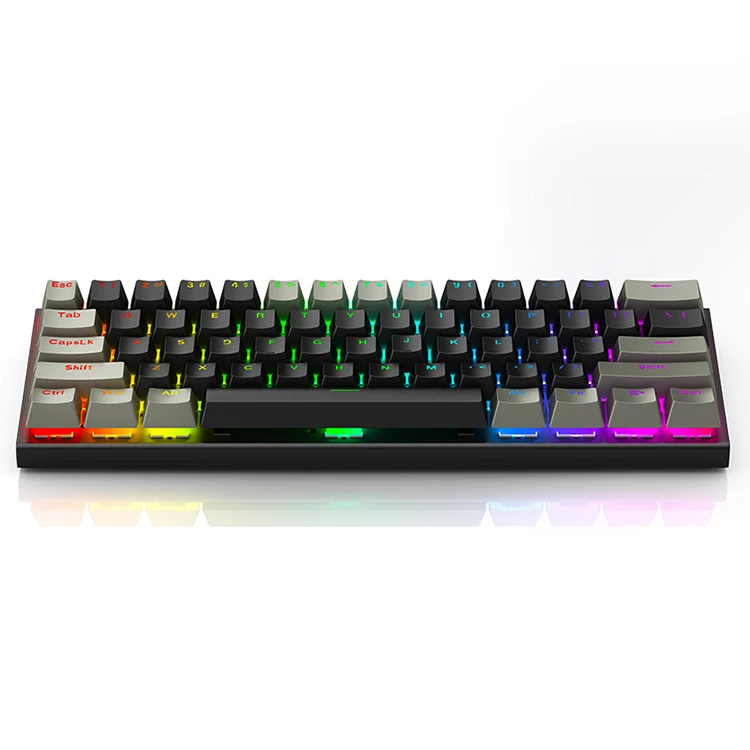 Проводная клавиатура для компьютера 60 процентов синий переключатель RGB подсветкой 61keys