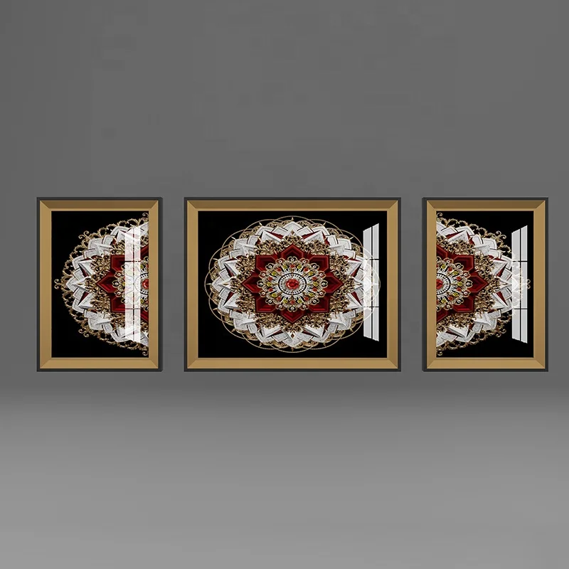 European style luxurious landscape painting decoration painting crystal porcelain painting wall art glass picture frame