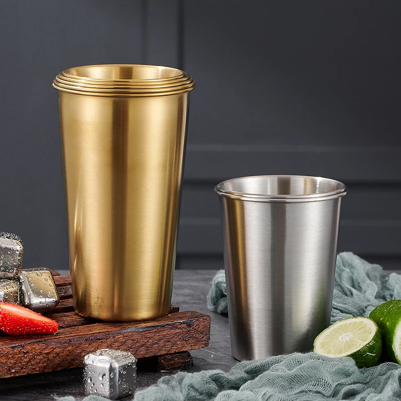 OEM 304 Stainless Steel Coffee Beer Mug Wine Tumbler Cups Wholesale Korean Single Layer Cold Beverage Beer Cups