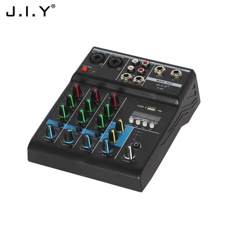 J.i.y F-4A абсолютно новый портативный смеситель аудио во время прямой трансляции 4-канальный USB с