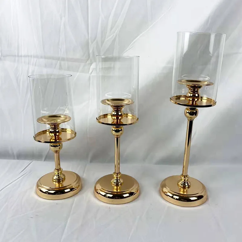 Wedding T stage Decoration candle pillar holder Candlestick decorative lamp luxury metal Gold Plated Candle Holders
