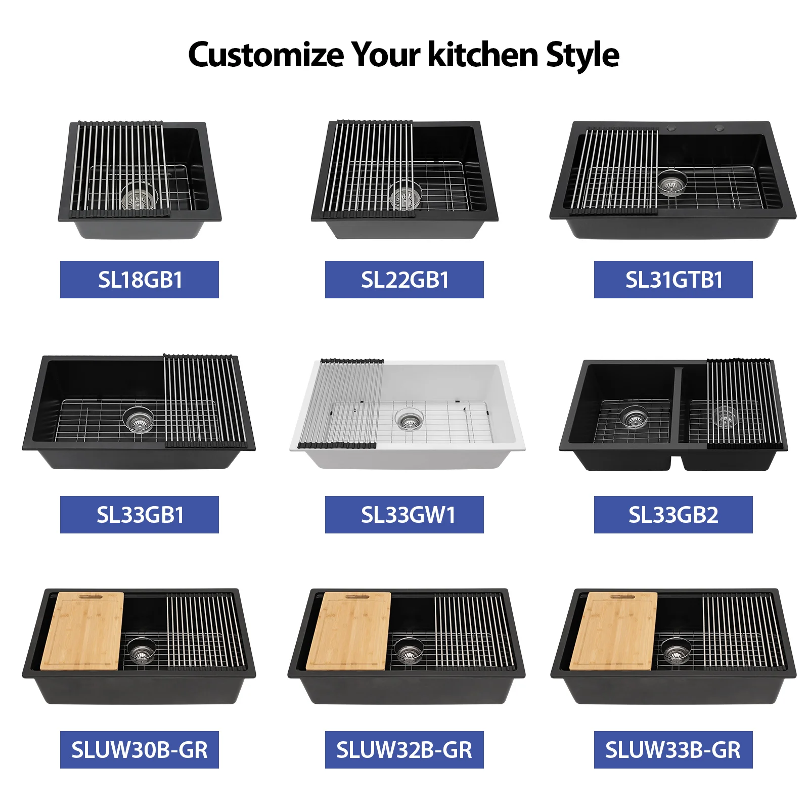 33x19 Inch Quartz Stone Water Saving Workstational Kitchen Sink Step Bowl Granite Black Kitchen Sinks Wholesale