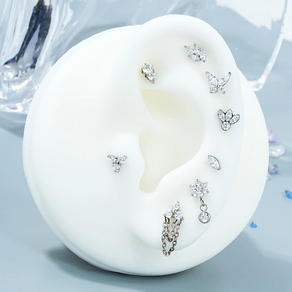Toposh Circon Rock ASTM F136 g23 labret безналитные Кольца Для Пирсинга Ушей