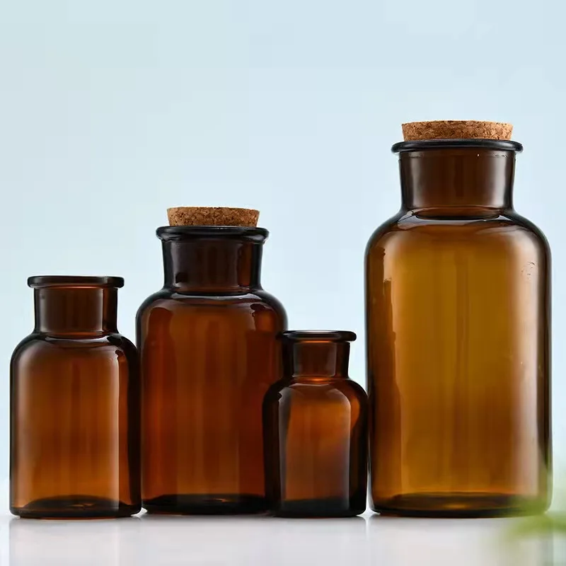 Пустой Янтарный стеклянный лабораторный фармацевтический химический реагент стеклянная бутылка банка 30 мл 60 125 250 50