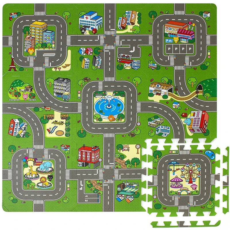 ITERLOCKING EVA PLAYMATS CITY ROAD EDUCATIONAL FOAM PLAY MATS