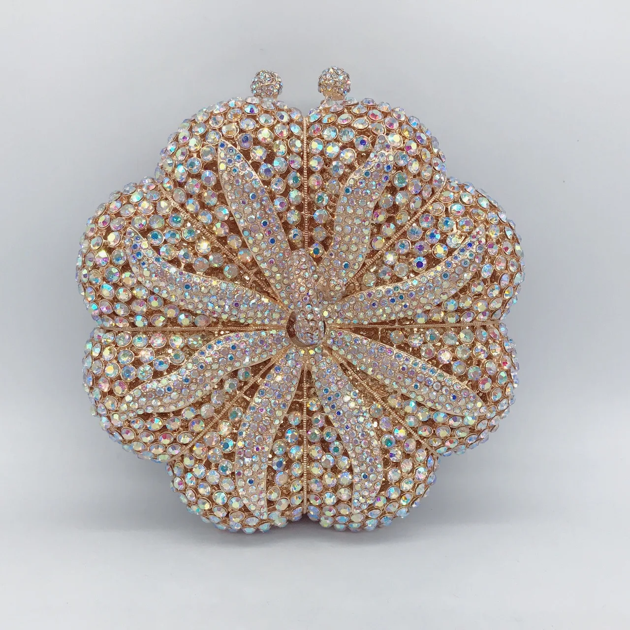 Shiny womens sparkly pumpkin purse handbag diamond luxury bling rhinestone clutch bag crystal evening clutches for women