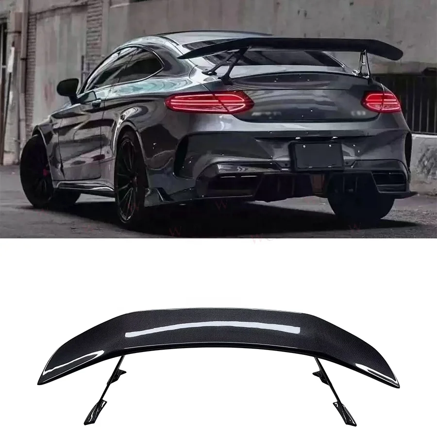 Carbon Fiber Spoiler IMP Style For Mercedes-Benz C-Class W205 C63 Coupe Rear Car Trunk Spoiler Flaps