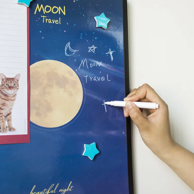 14x11 inch plastic frame  printed art paper four color printing foil moon and star Magnetic Custom  Printing Dry Erase Board
