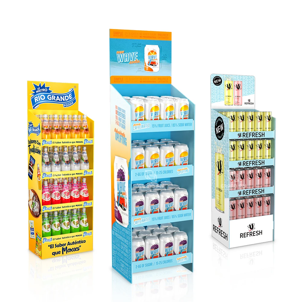 Custom Supermarket Cardboard Beverage Display Racks Cardboard Brandy Wine Drinks Liquor Bottle Display Rack for Beer Bottle