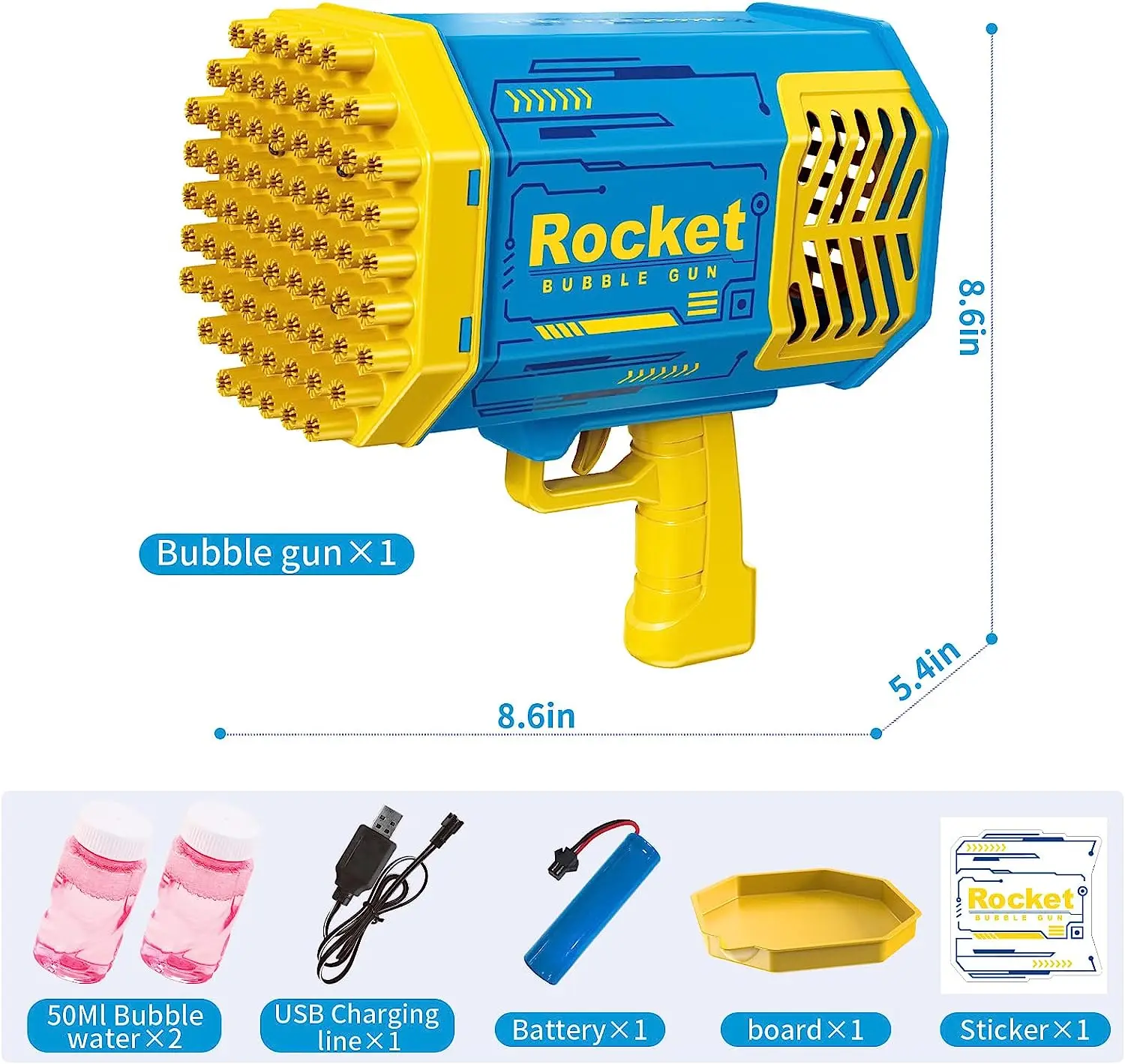 Electric Automatic Rocket Boom Launcher Toys Guns ABS Wholesale Outdoor Summer Kids for Boys Girls Light up Soap Bubble 69 Holes