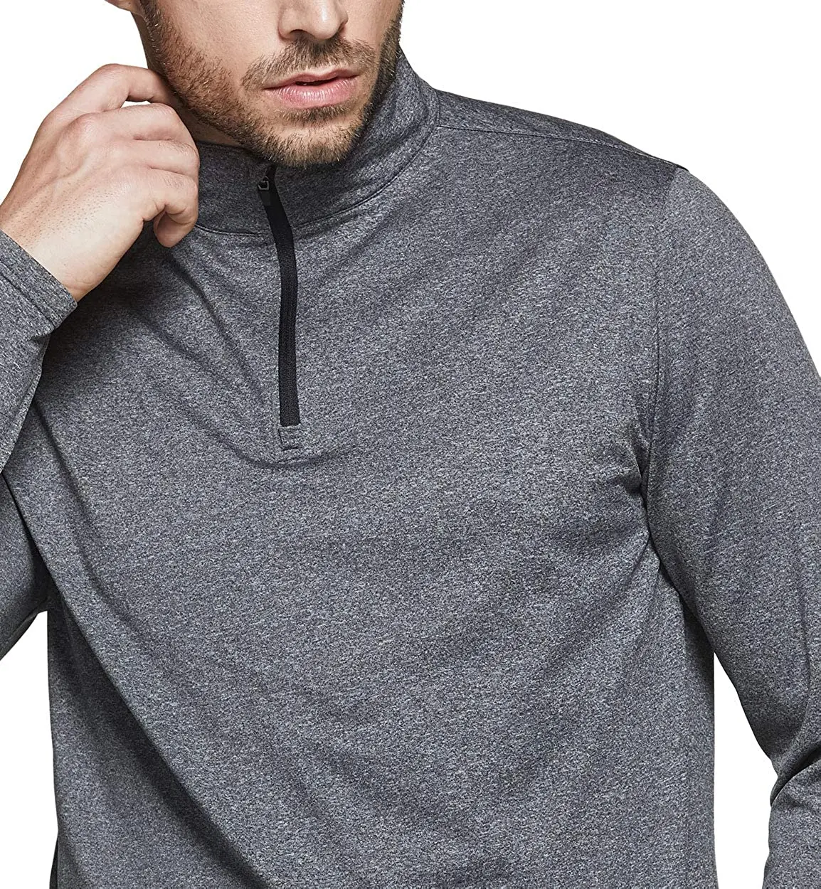 Quarter zip long sleeve 100%polyester unisex quick dry t shirt