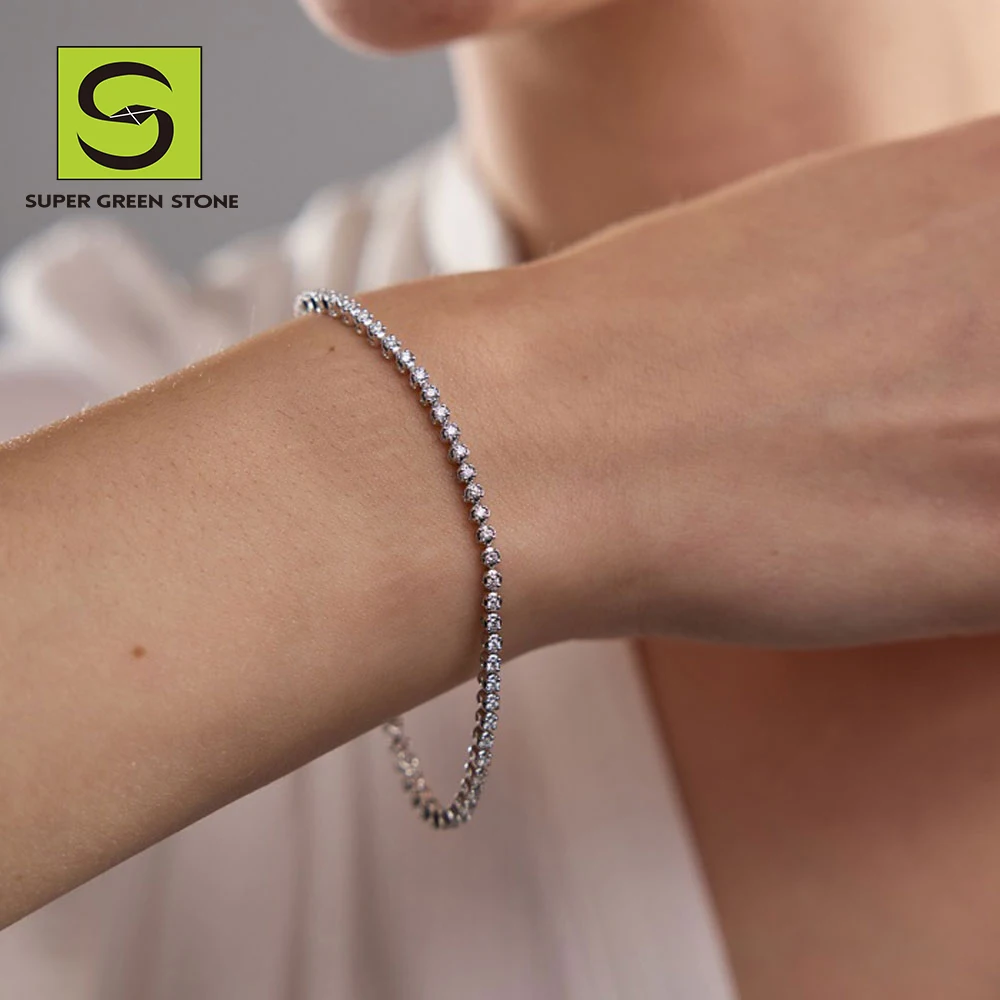 SuperGS SGSB002 Jewelry Couples Femme Horseshoe 18k Gold Plated Bracelets Women Girls Gift Hpht Lab Diamond Bangle Bracelet