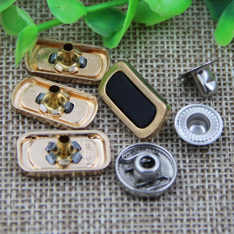Custom new design rectangle metal alloy snap button press for jacket