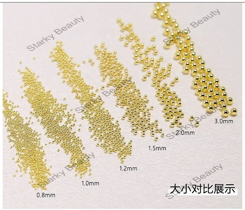 0.6mm-2mm Mixed Size Nail Decoration Stainless Steel Caviar Beads Metal Charms Mini Caviar Nail Beads Alloy accessories