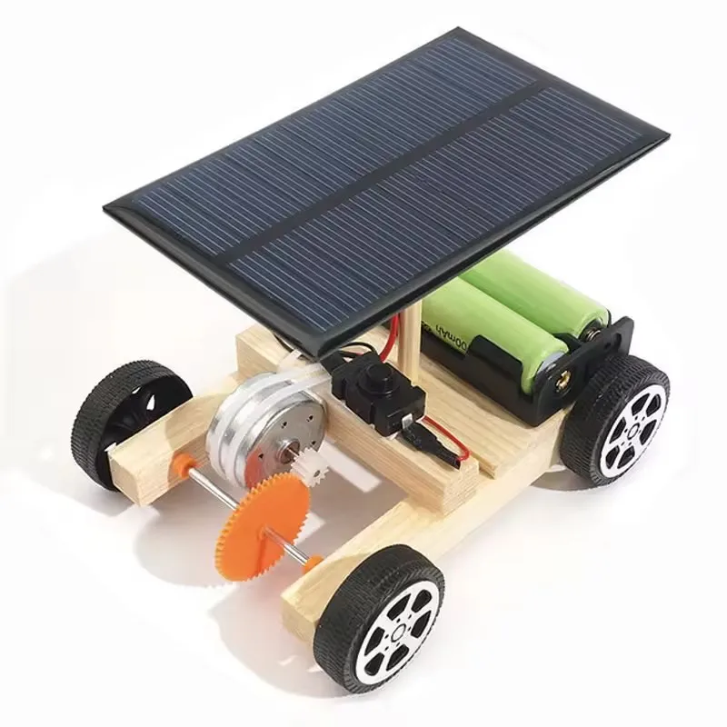 3D learning toys wooden school kids science project electric powered solar panel car Steam STEM toy DIY for Kids