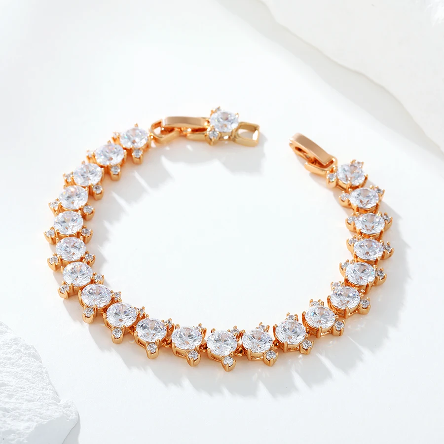 X000684340 Xuping jewelry advanced exquisite charm jewelry zircon claw set chain copper  bracelet custom jewelry