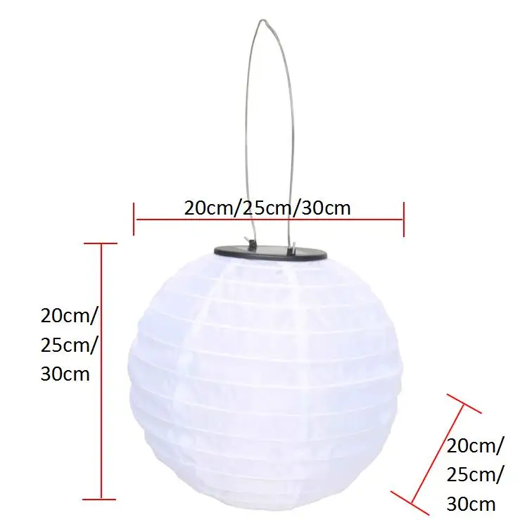 Solar Hanging Lantern Chinese Style Waterproof Fabric Lantern Solar Chinese Lamp
