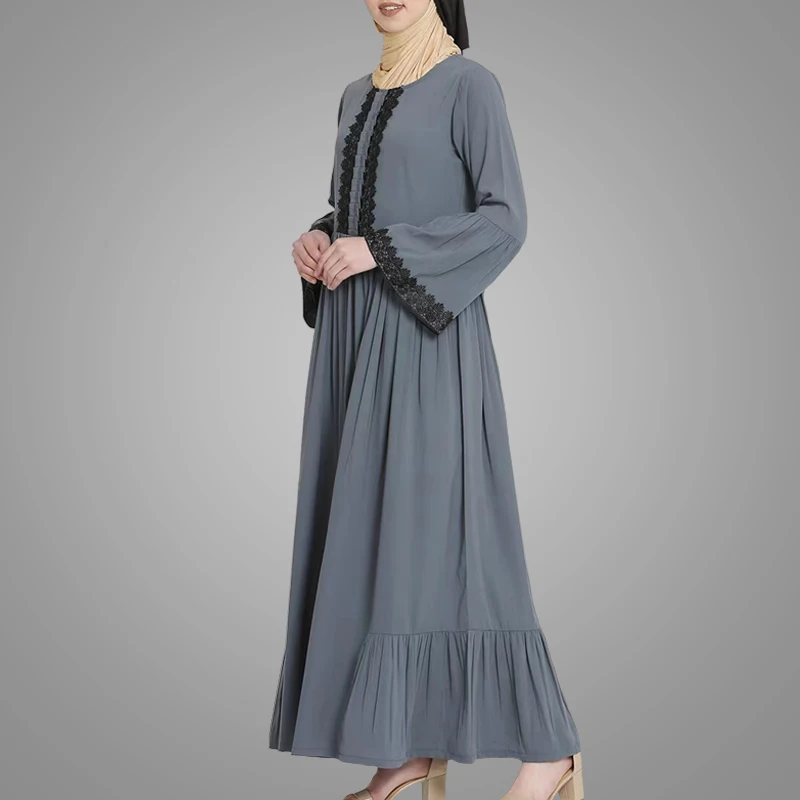 Middle East Arab Clothes Elegant Lady Embroidered Long Sleeve Islamic Clothing Moroccan Dress Hotsale Muslim Women Dress