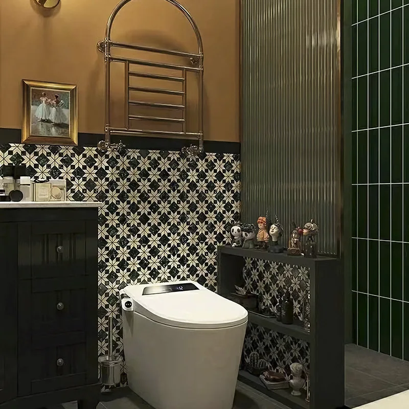 New mosaic tile 300X300 dark green marble pattern tile homestay balcony floor tile