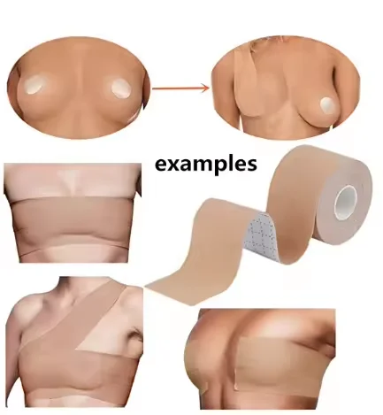 EONBON Boob Tape Breast Lift Body Tape for Breast Lift w 2 Pcs Silicone Reusable Adhesive Bra Bob Tape for Large Breasts
