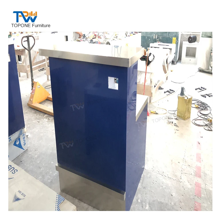 Custom Made Elegent Artificial Stone Airport Check In Counter Information Desk