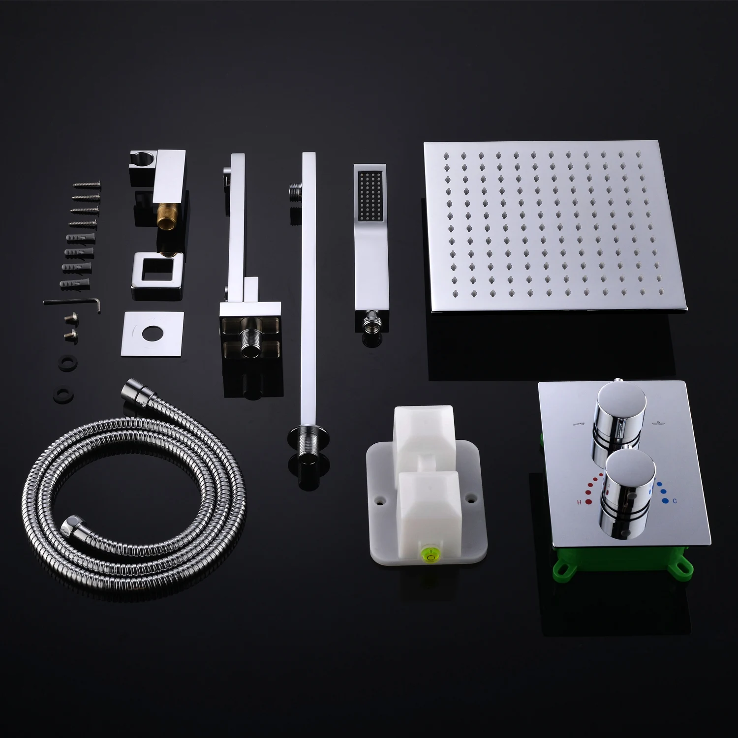 Bathroom Rainfall Shower System 10' Wall Mounted Shower Thermostatic Faucets set