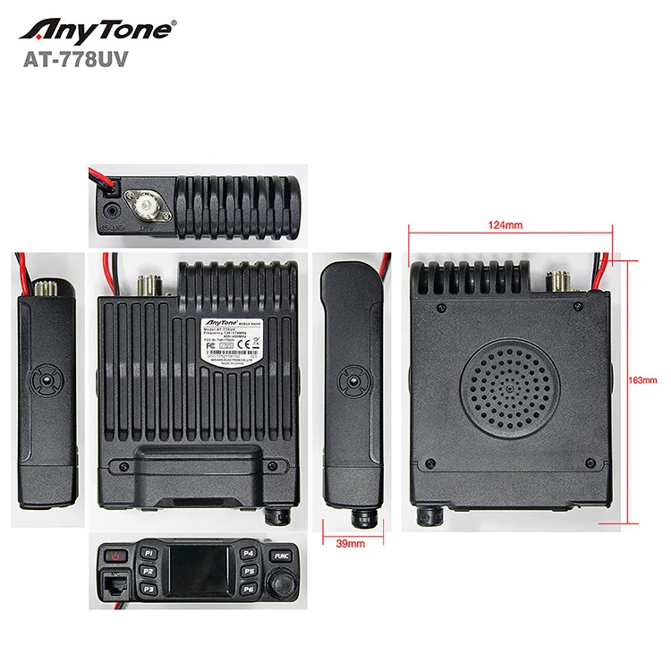 AnyTone AT-778UV Walkie Talkie VHF UHF Dual Band 136-174MHz/400-480MHz 25W Car Radio HAM Mobile Radio with Cable