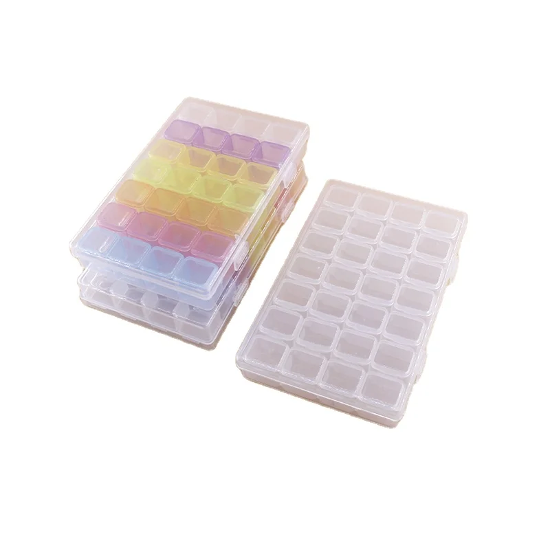 28 Girds Adjustable Plastic Storage Box with Label Sticker For Jewelry Nail Art Diamond Painting Accessories Container boxes