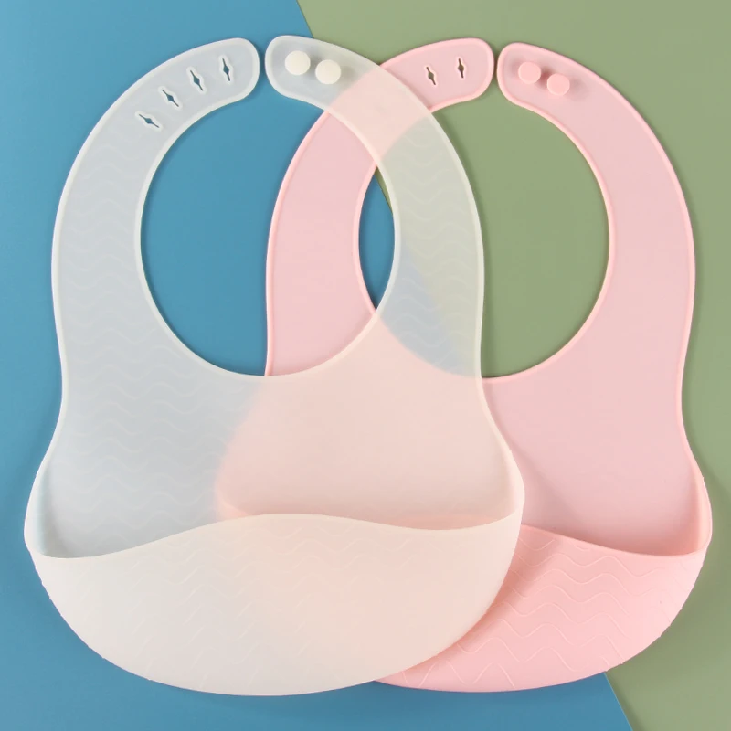 2022 New Product Custom Silicone Waterproof Baby Feeding lightweight thin Bibs Food Catcher pocket baberos