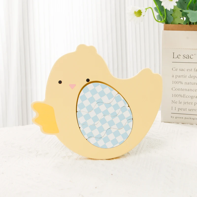 Montessori Toys Wooden Animal Puzzles Shape Animal Chicken Egg Toys Developmental Educational Games Puzzles for Kids