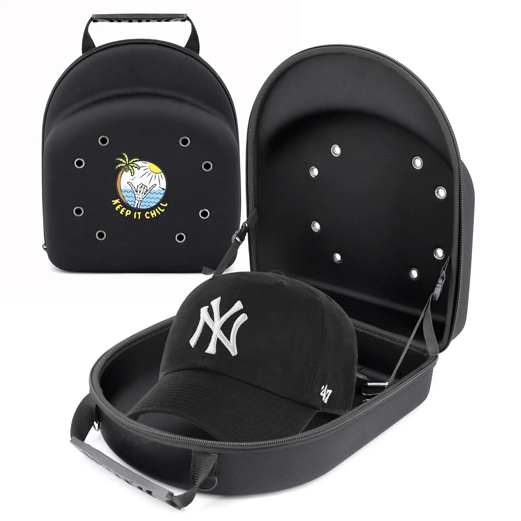 Custom Hard Shell Travel Carry Storage Baseball Cap Case Bag , EVA Cap Carrier Case