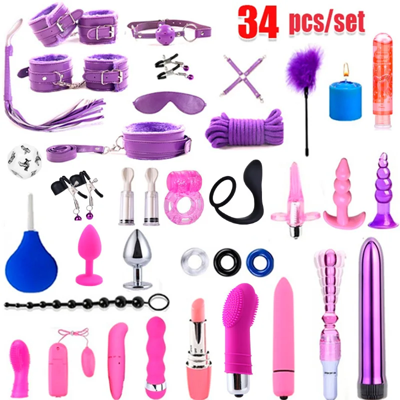 Сексуальный фетиш Фетиш 34 шт./комплект секс-игрушки для пары Набор для бондажа