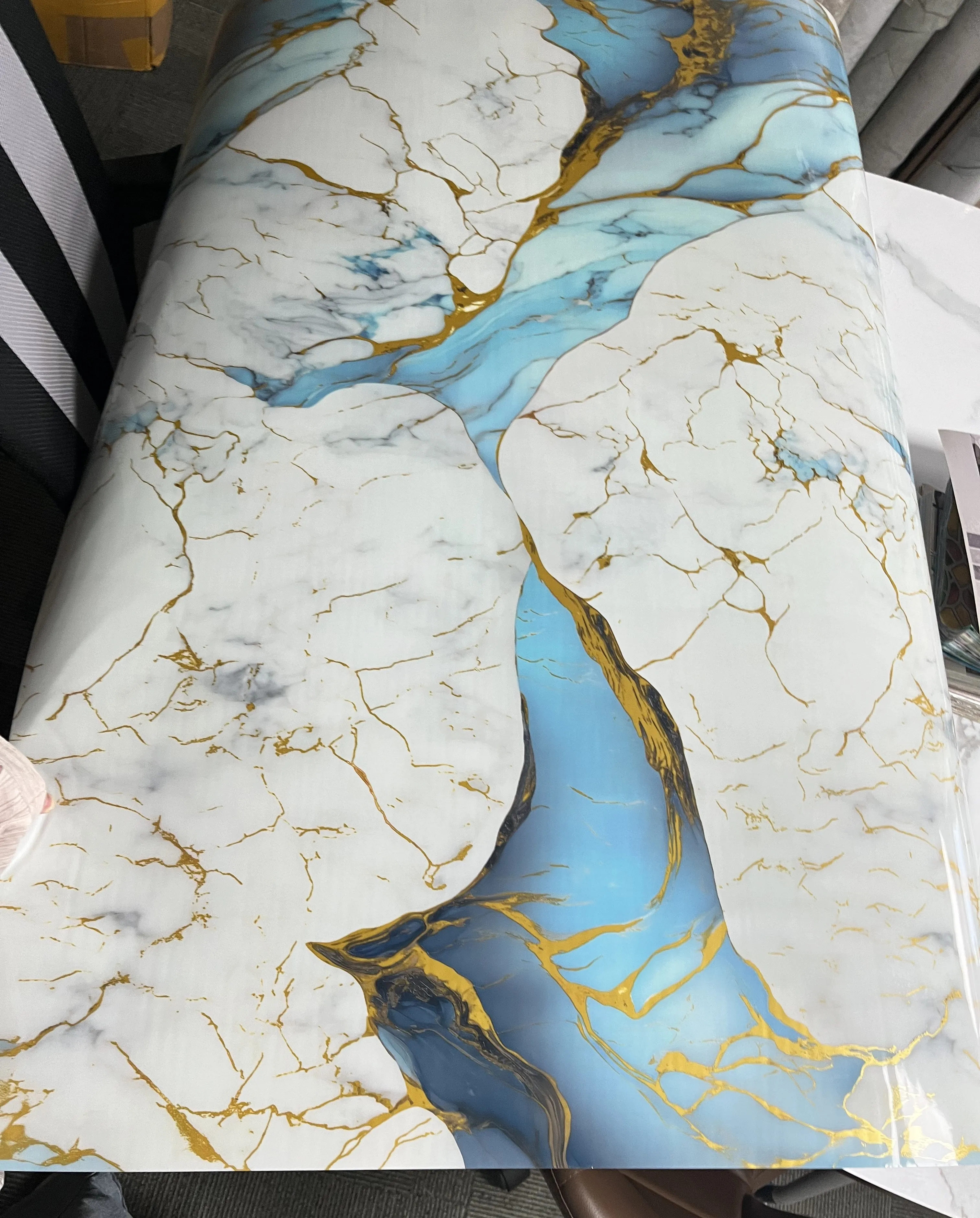 UDK Marble Foam Wall Stickers Width 60cm Roll Foil Tile Removable for Living Room Bathroom