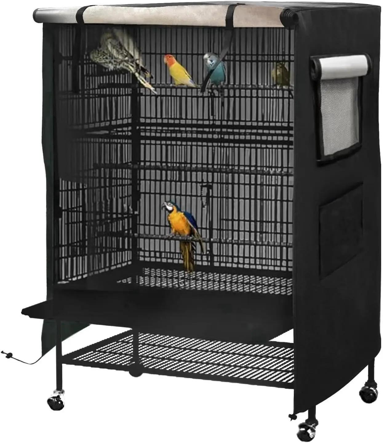Universal Big Bird Cage Cover With 2 Windows And Storage Pocket Breathable Large Bird cage Covers Night Cover For Parakeet Cages