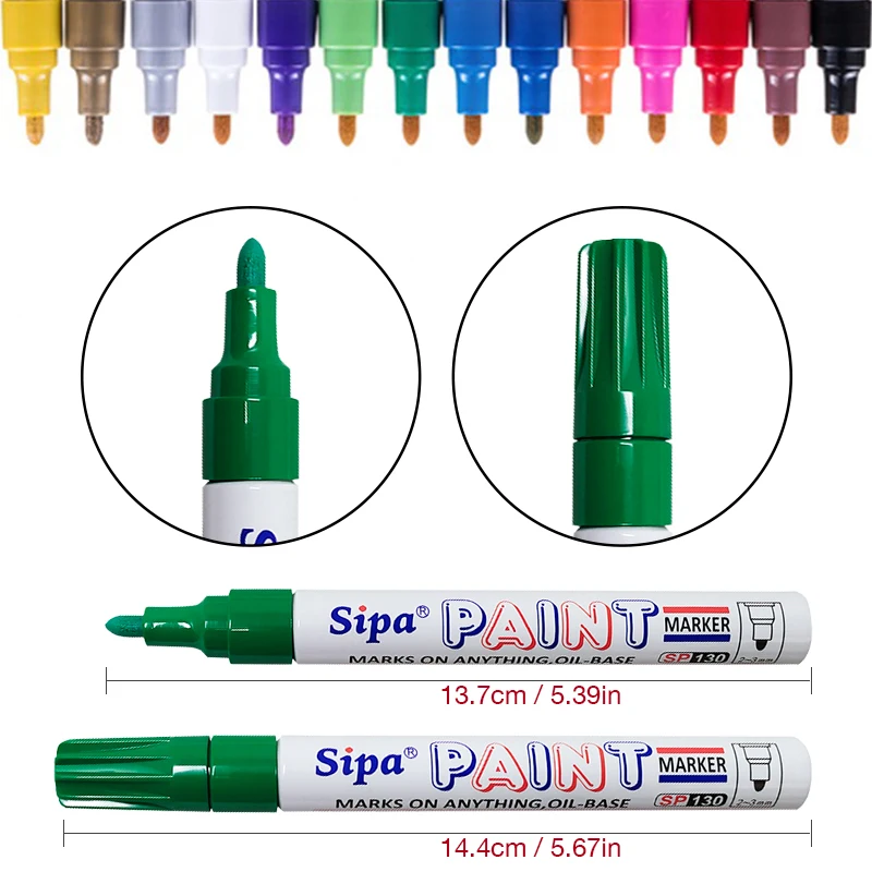 SIPA SP130 Color palette High resistance to chemicals Compatible with various surfaces Resistant to fading Paint Marker
