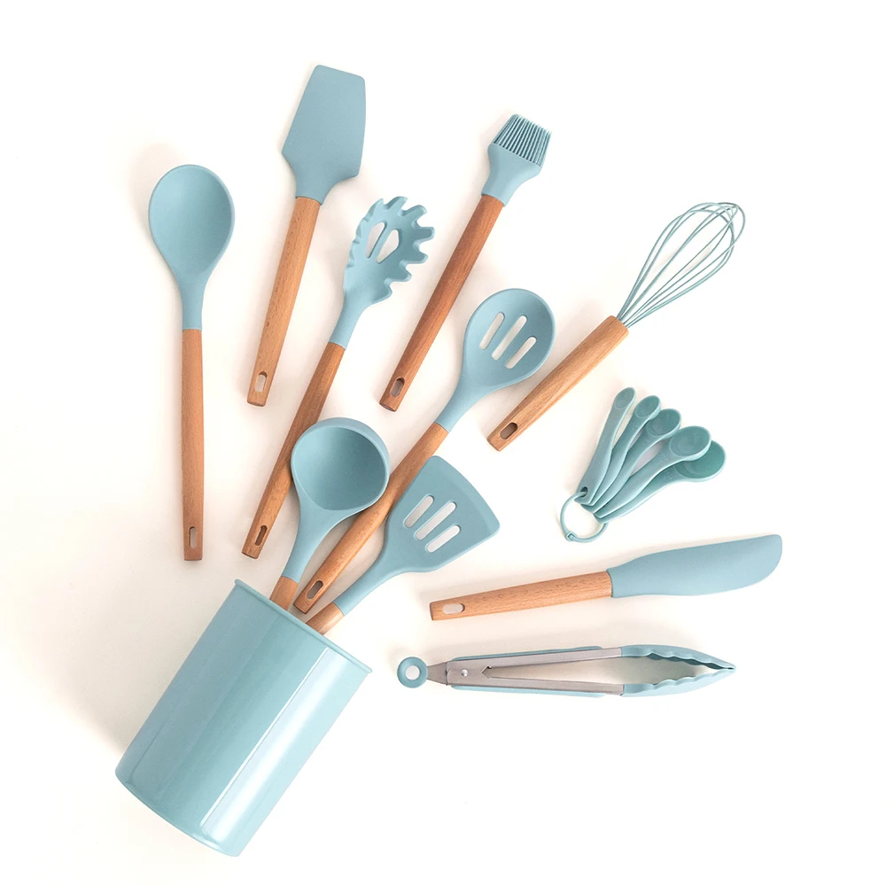 Kitchen Gadgets Wooden Handles Silicone Spatula Mat Spoon Nonstick Cookware Utensil Silicone Cooking Kitchen Utensils Silicone