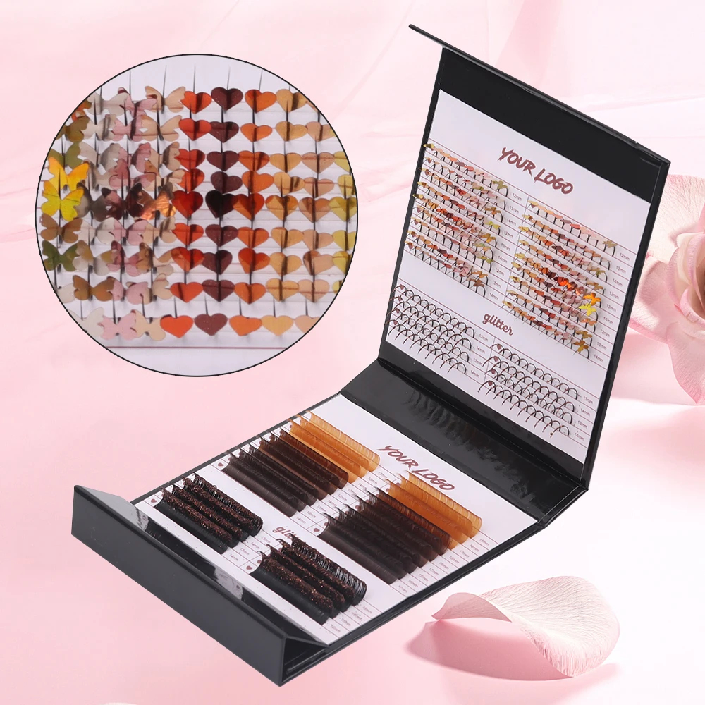 High Quality Spike Lash with Decoration Color Individual Lash 3D Butterfly Heart Glitter Spike Eyelash Extension