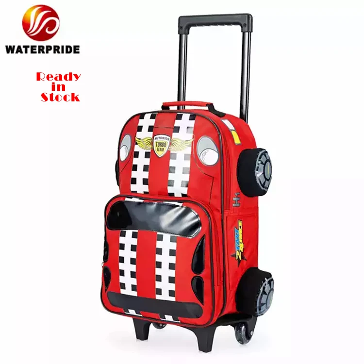 Wholesale 2023 Kids School Bag with Wheels Car Backpack Kids Trolley School Bag Polyester Cartoon Sprayground Backpack Boys