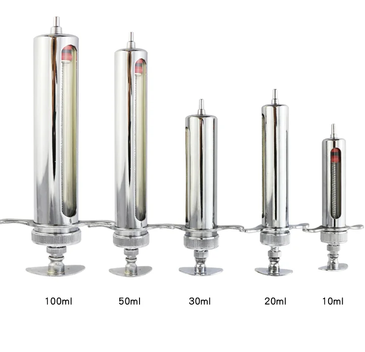 Animal stainless steel syringe metal vaccine injection syringe veterinary equipment 50ml