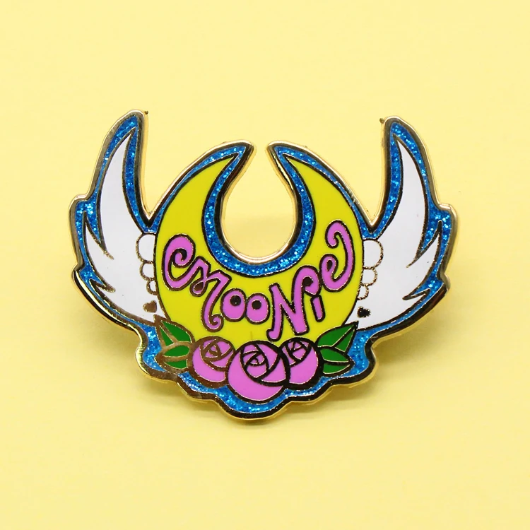 
Cartoon Magnetic Badges Design Metal Badge Rhinestone Chain Gold Plated Soft Hard Enamel Pin Custom 