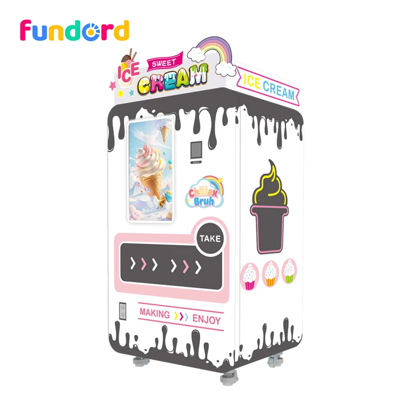 FUNDORD 24 hours self service automatic hard and soft ice cream vending machine